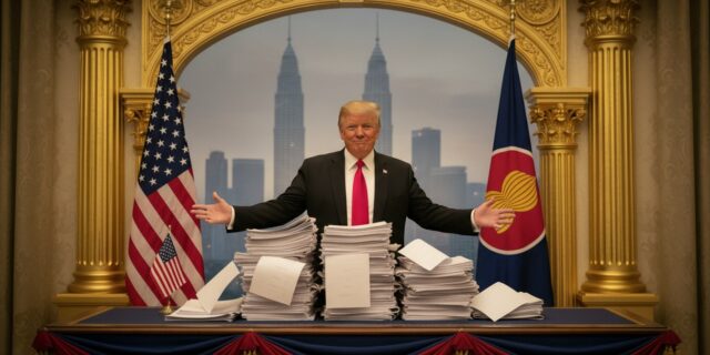 Trumpovy obchodní dohody v Asii: Velká show, malý obsah