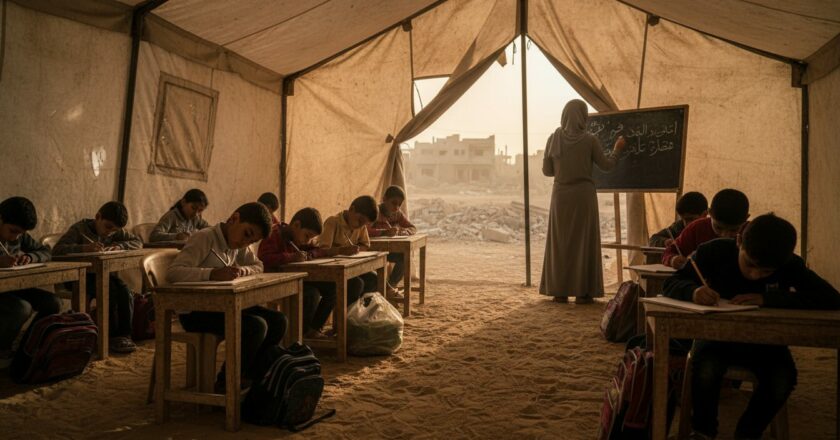 Škola ve stanu. Děti v Gaze se po dvou letech vracejí k tabulím