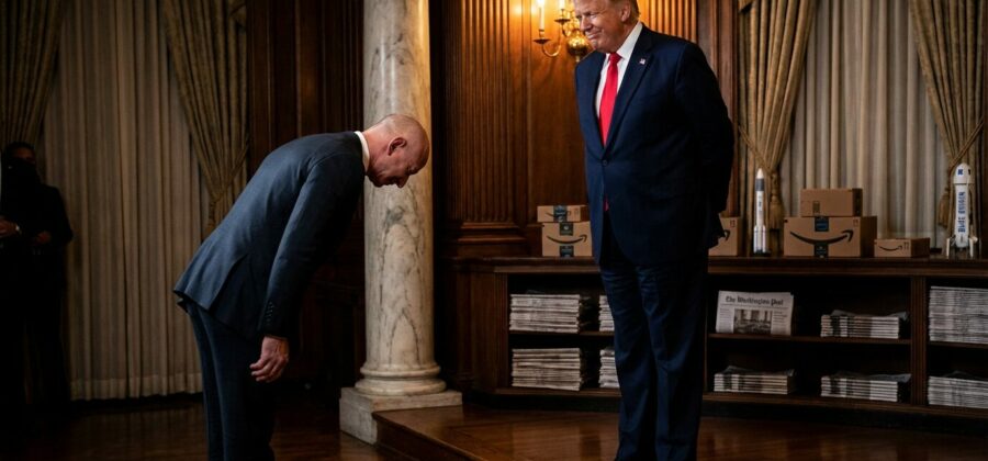 Jeff Bezos tančí Trumpův tanec oligarchů