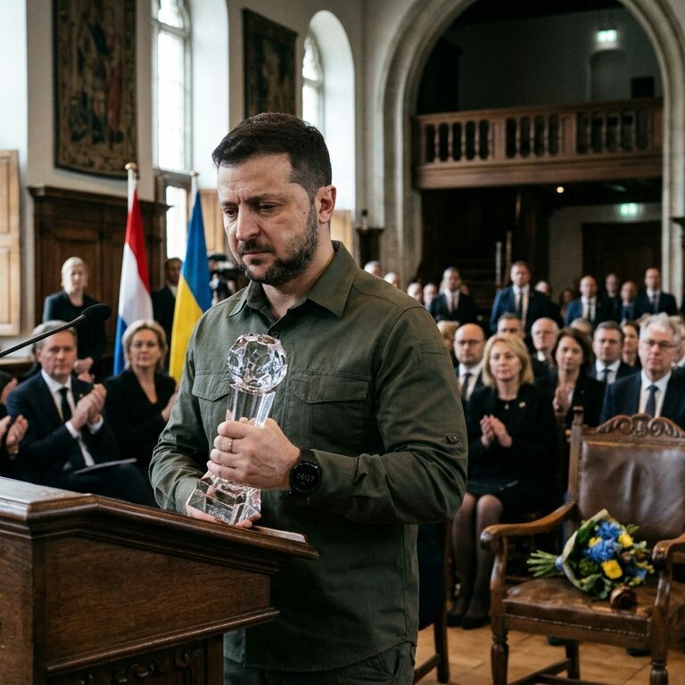 Zelenskyj převzal prestižní cenu. A připomněl mrtvé z ruských útoků